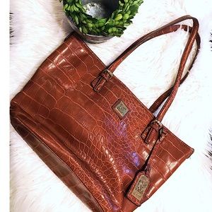 Anne Klein Faux Crocodile Leather Brown Purse